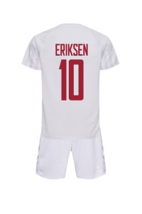 Tanska Christian Eriksen #10 Jalkapallovaatteet Lasten Vieraspeliasu MM-kisat 2022 Lyhythihainen (+ Lyhyet housut)
